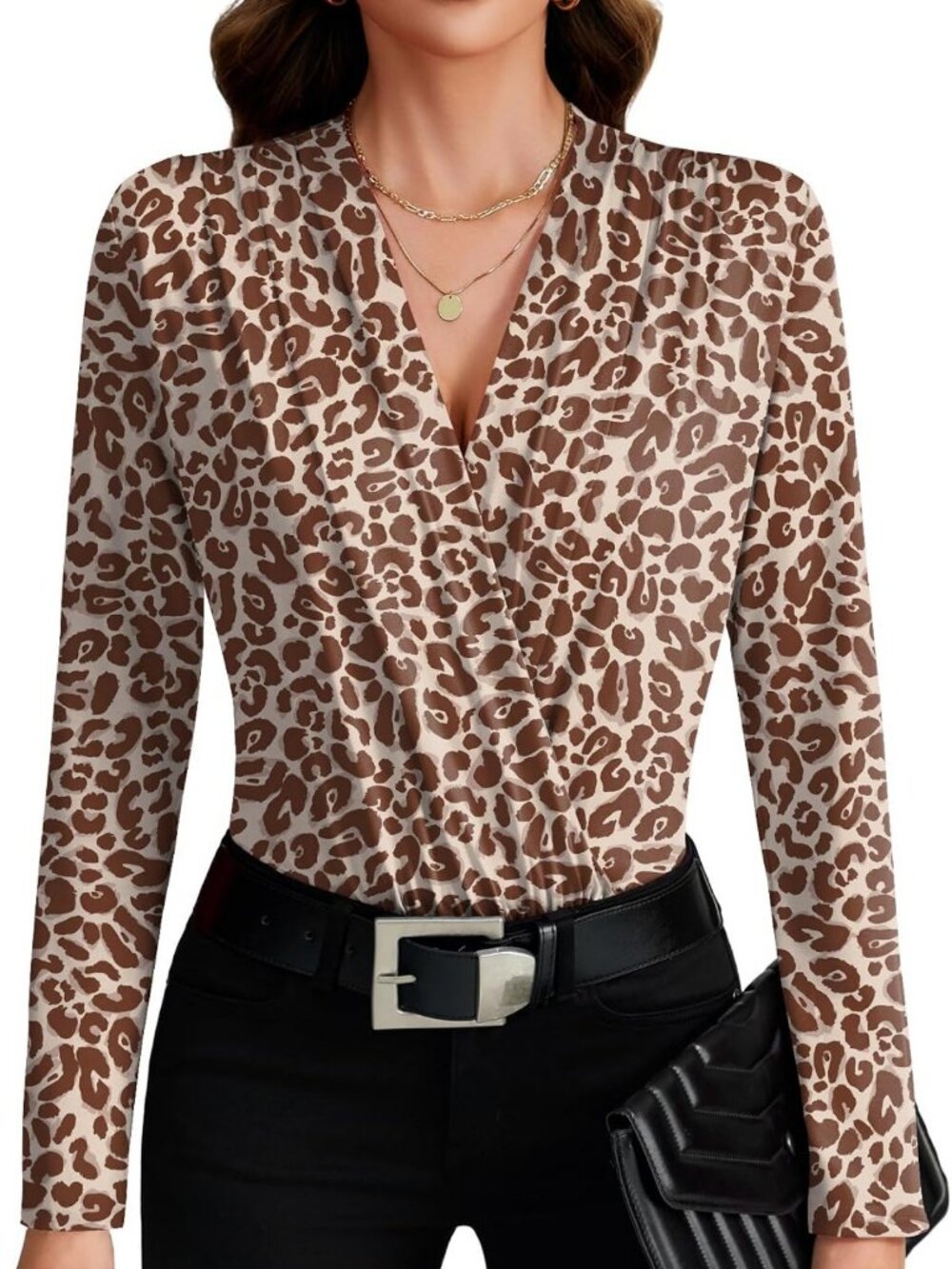 Sexy V Neck Wrap Bodysuit for Women - Trendy Fashion Top, Perfect for Night Out
